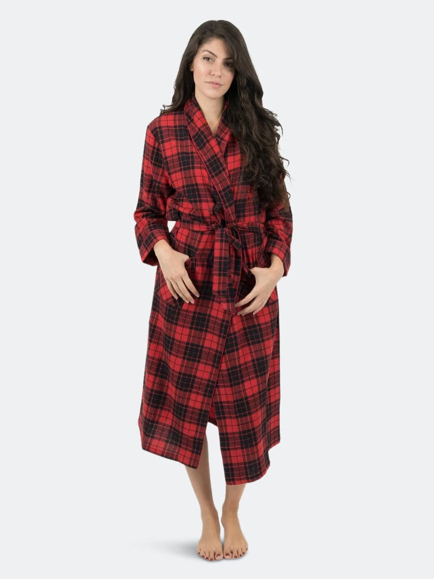 Leveret Womens Flannel Robe 3 Leveret Womens Flannel Robe