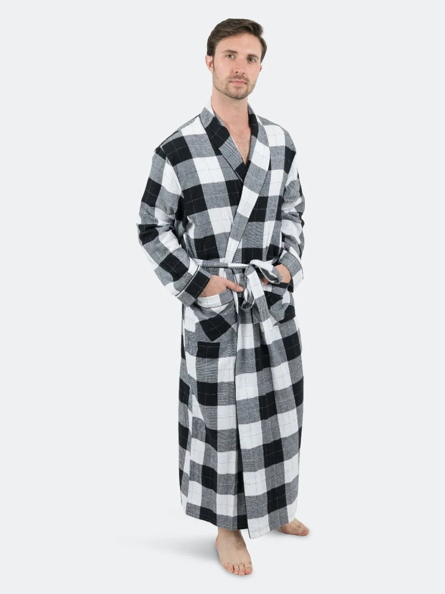 Leveret Mens Plaid & Print Flannel Robe 3 Leveret Mens Plaid & Print Flannel Robe