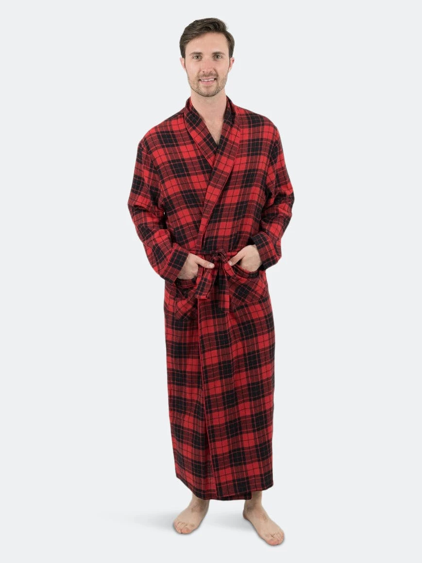 Leveret Mens Plaid & Print Flannel Robe 4 Leveret Mens Plaid & Print Flannel Robe - Image 2