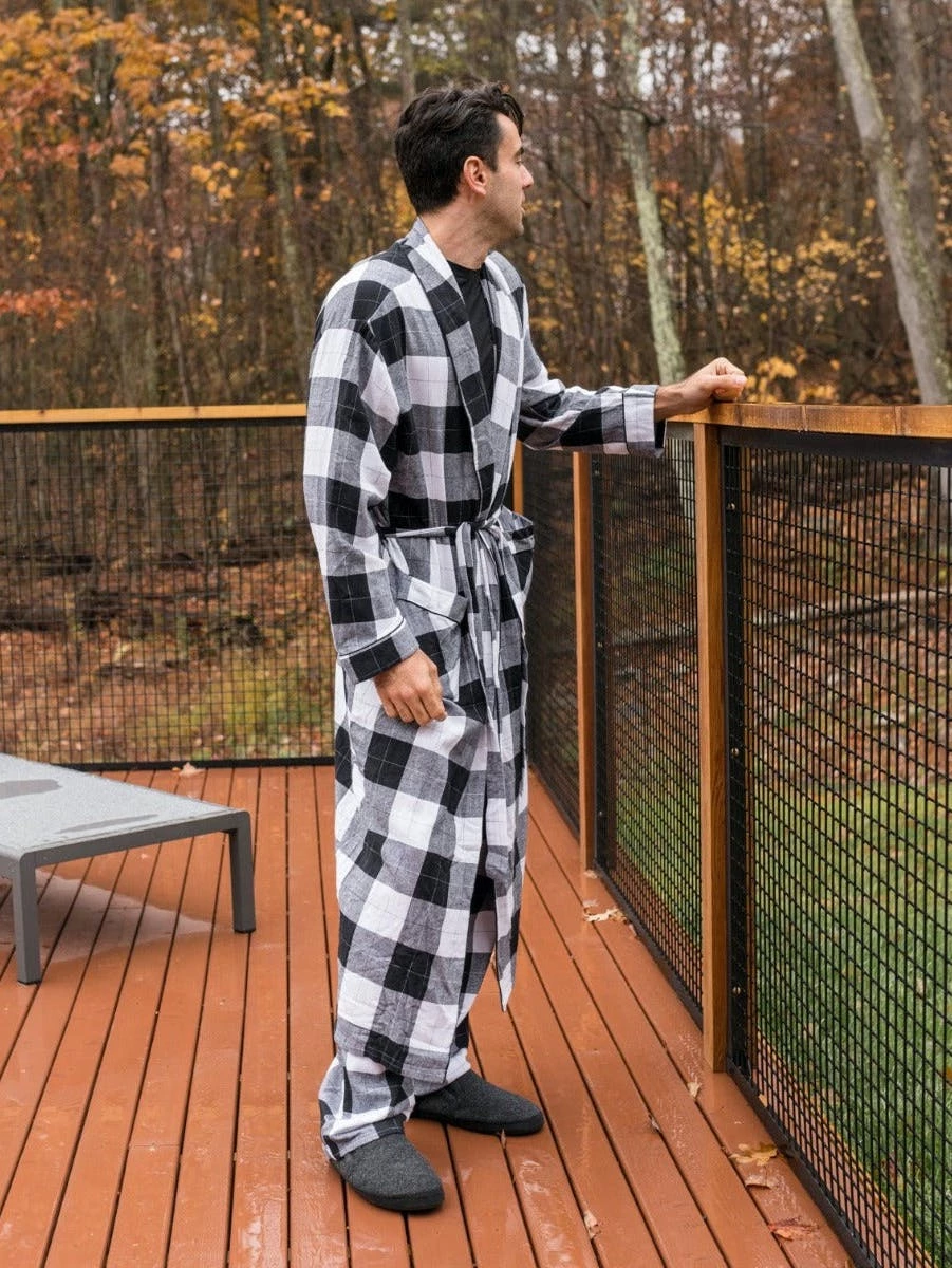 Leveret Mens Plaid & Print Flannel Robe 8 Leveret Mens Plaid & Print Flannel Robe - Image 6