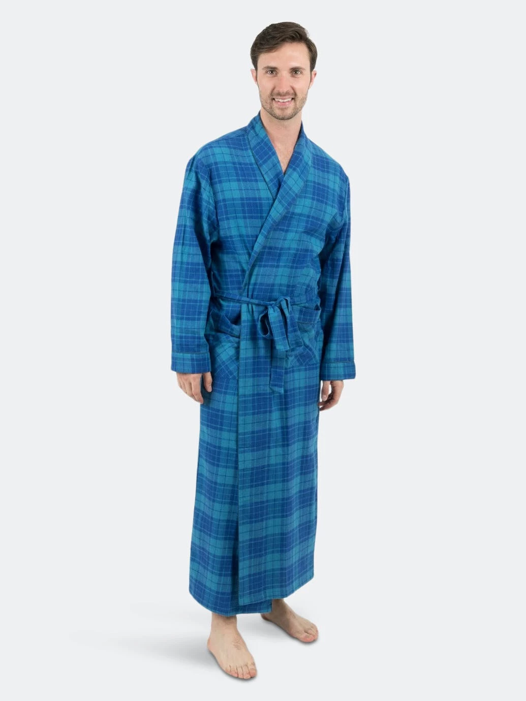 Leveret Mens Plaid & Print Flannel Robe 5 Leveret Mens Plaid & Print Flannel Robe - Image 3