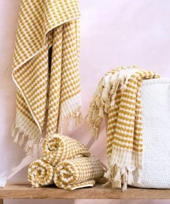 BEACH HAUS Dotted Turkish Bath / Pool Towel - Gold