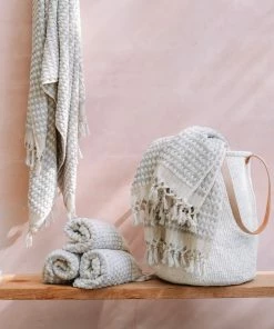 BEACH HAUS Dotted Turkish Bath / Pool Towel - Grey