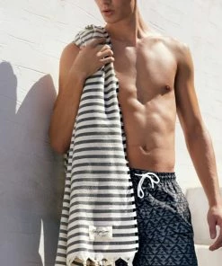 BEACH HAUS Ea You Soon - Tinetto Beach Towel Black -Enchante Home-shop M00196044650049 2931457182