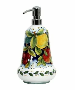 Artistica - Deruta Of Italy Of Italy Deruta Frutta: Liquid Soap/Lotion Dispenser With Chrome Pump (Large 26 OZ)