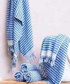 BEACH HAUS Dotted Turkish Bath / Pool Towel - Cobalt Blue