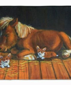 Caroline's Treasures 19 In X 27 In Corgi Snuggles The Pony Machine Washable Memory Foam Mat