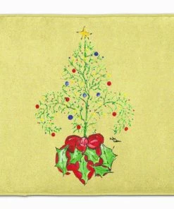 Caroline's Treasures 19 In X 27 In Christmas Tree Fleur De Lis Machine Washable Memory Foam Mat
