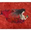 Caroline's Treasures 19 In X 27 In Black Haired Mermaid On Red Machine Washable Memory Foam Mat