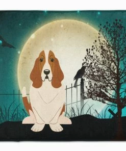 Caroline's Treasures 19 In X 27 In Halloween Scary Basset Hound Machine Washable Memory Foam Mat