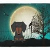 Caroline's Treasures 19 In X 27 In Halloween Scary Dachshund Black Tan Machine Washable Memory Foam Mat