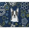 Caroline's Treasures 19 In X 27 In Blue Flowers Boston Terrier Machine Washable Memory Foam Mat
