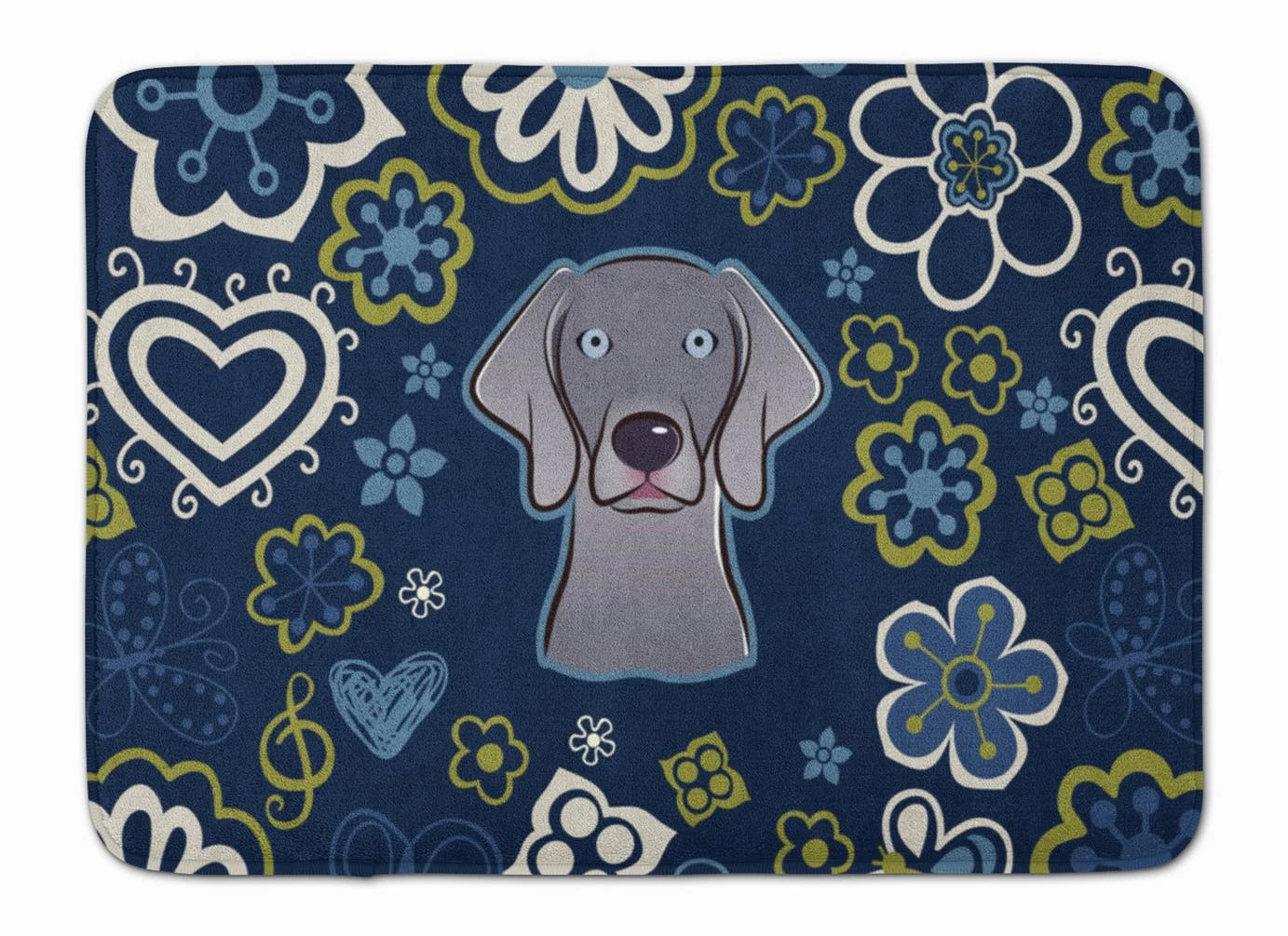 Caroline's Treasures 19 In X 27 In Blue Flowers Weimaraner Machine Washable Memory Foam Mat 3 Caroline's Treasures 19 In X 27 In Blue Flowers Weimaraner Machine Washable Memory Foam Mat