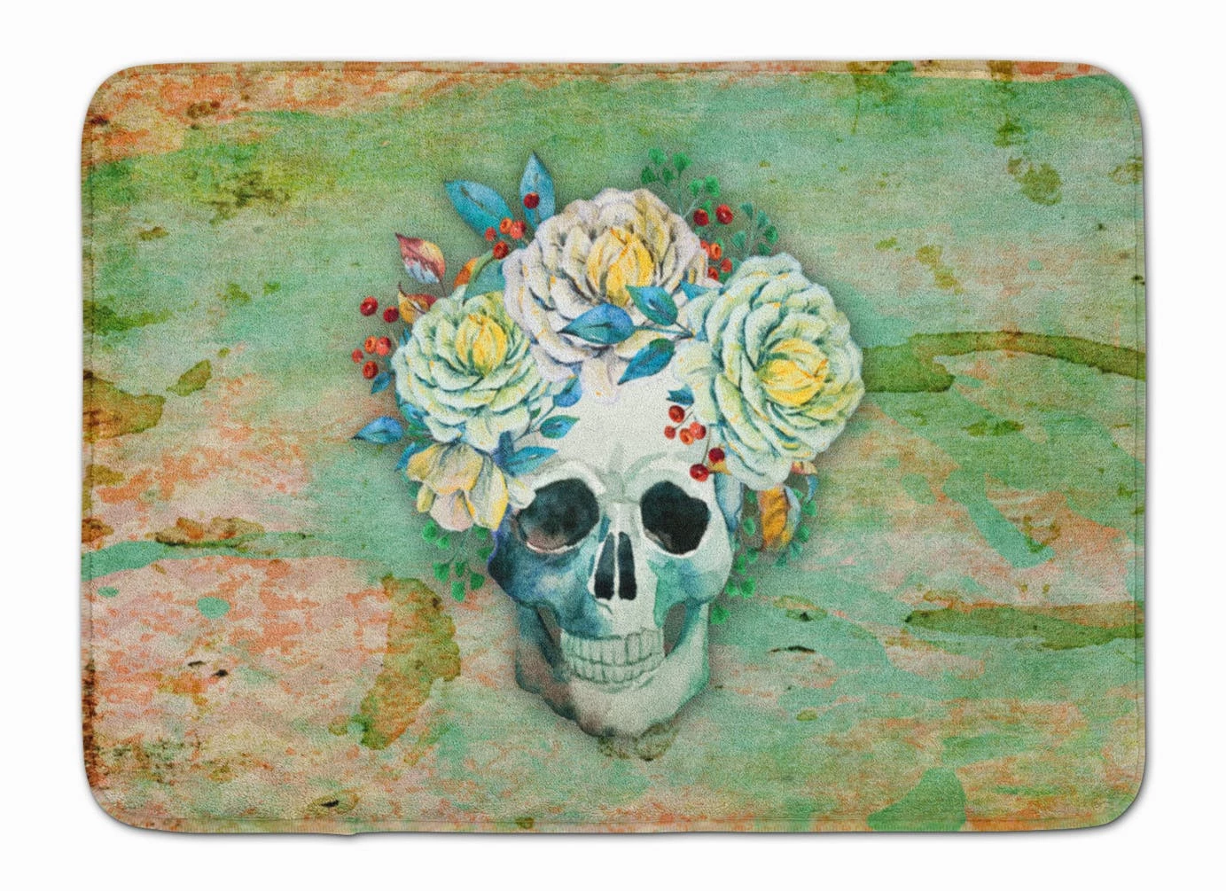 Caroline's Treasures 19 In X 27 In Day Of The Dead Skull With Flowers Machine Washable Memory Foam Mat 3 Caroline's Treasures 19 In X 27 In Day Of The Dead Skull With Flowers Machine Washable Memory Foam Mat