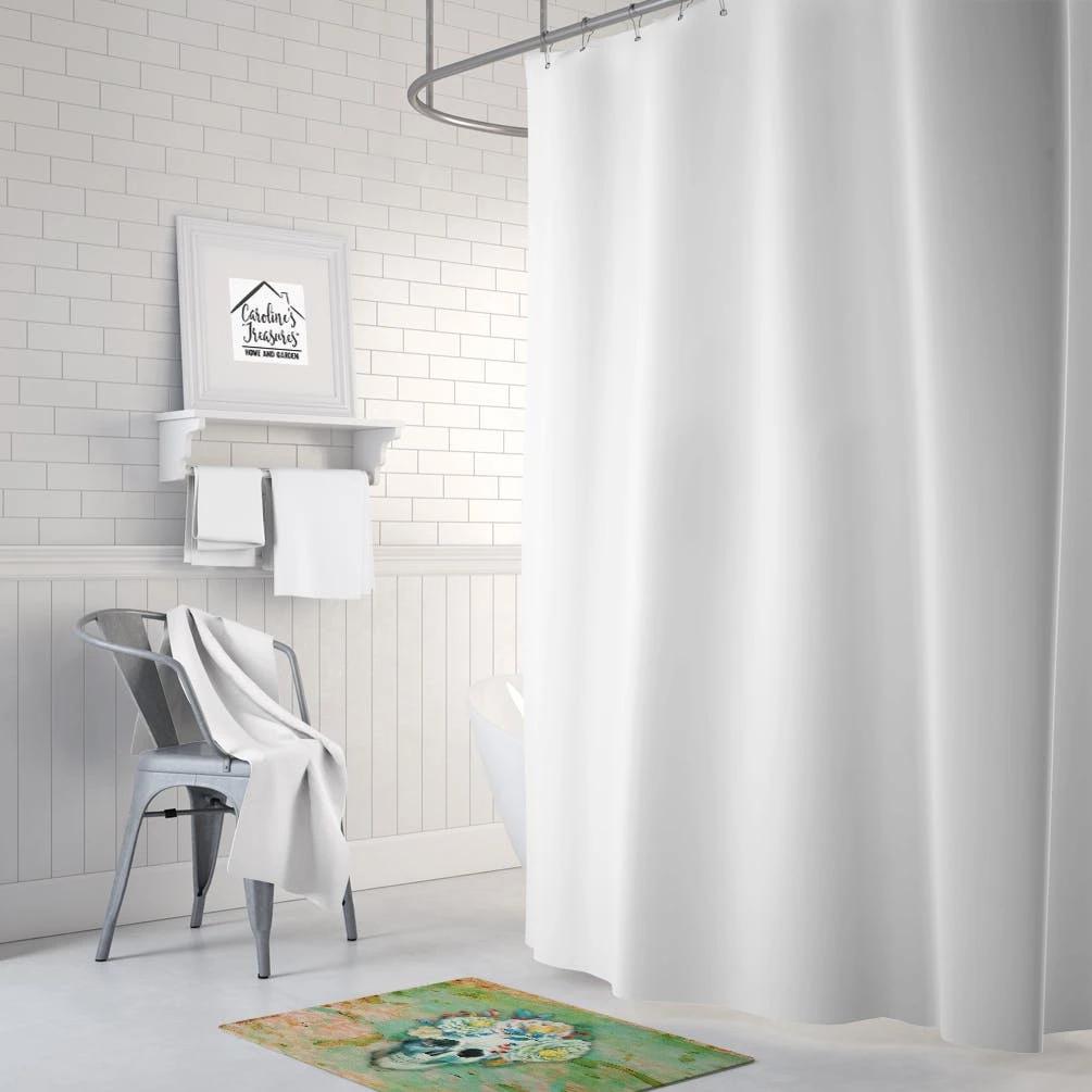 Caroline's Treasures 19 In X 27 In Day Of The Dead Skull With Flowers Machine Washable Memory Foam Mat 4 Caroline's Treasures 19 In X 27 In Day Of The Dead Skull With Flowers Machine Washable Memory Foam Mat - Image 2