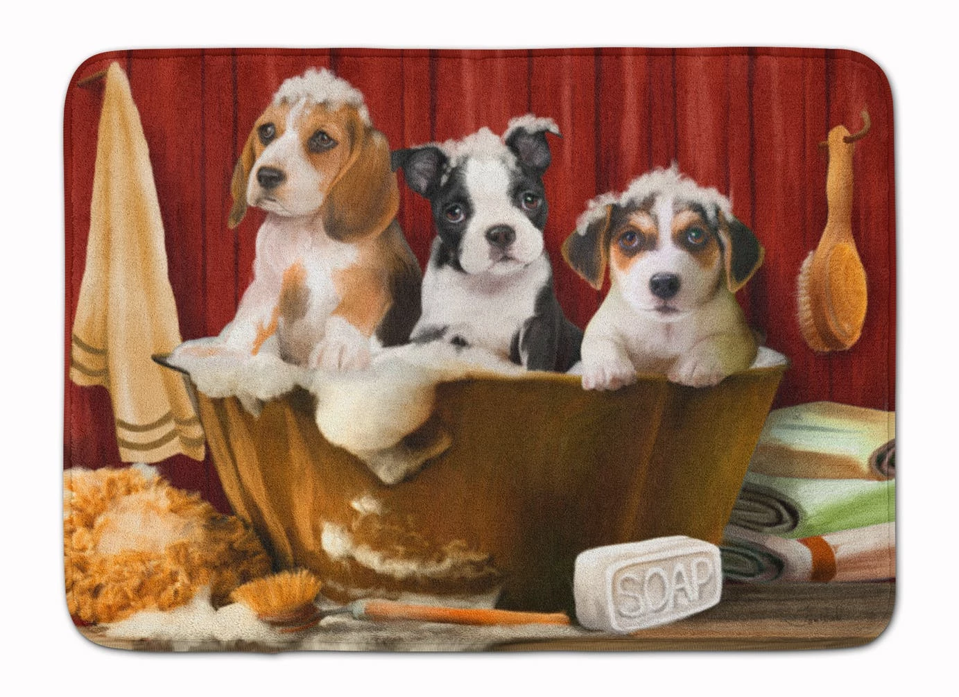 Caroline's Treasures 19 In X 27 In Beagle, Boston Terrier And Jack Russel In The Tub Machine Washable Memory Foam Mat 3 Caroline's Treasures 19 In X 27 In Beagle, Boston Terrier And Jack Russel In The Tub Machine Washable Memory Foam Mat