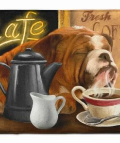 Caroline's Treasures 19 In X 27 In English Bulldog Morning Coffee Machine Washable Memory Foam Mat