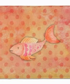 Caroline's Treasures 19 In X 27 In Orange Fish Watercolor Machine Washable Memory Foam Mat