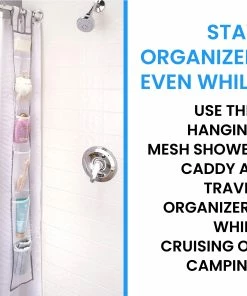 Grand Fusion Housewares Ging Mesh Shower Caddy With 7 Pockets -Enchante Home-shop M00647166280305 1956451260