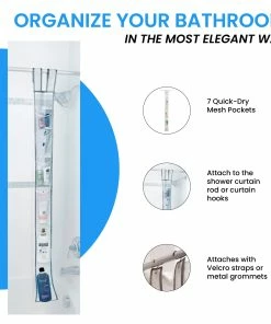 Grand Fusion Housewares Ging Mesh Shower Caddy With 7 Pockets -Enchante Home-shop M00647166280305 3824364126