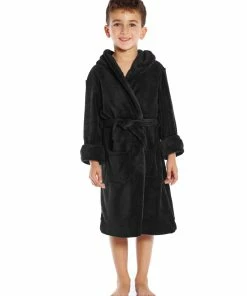 Leveret Kids Fleece Hooded Neutral Color Bathrobe