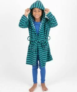 Leveret Kids Fleece Stripes Hooded Robe -Enchante Home-shop M00712324392821 1403817432