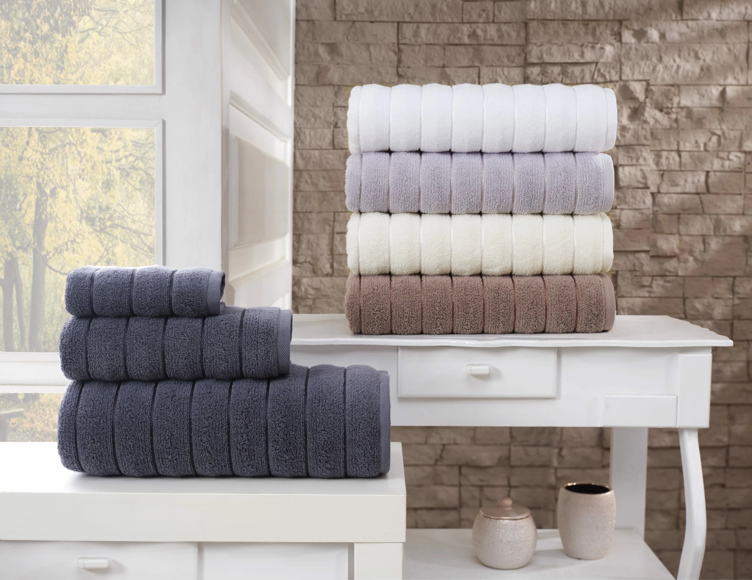 Enchante Home Vague Turkish Cotton 8 Pcs Wash Towels 4 Enchante Home Vague Turkish Cotton 8 Pcs Wash Towels - Image 2