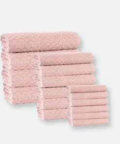 Enchante Home Glossy Turkish Cotton 16 Pcs Towel Set