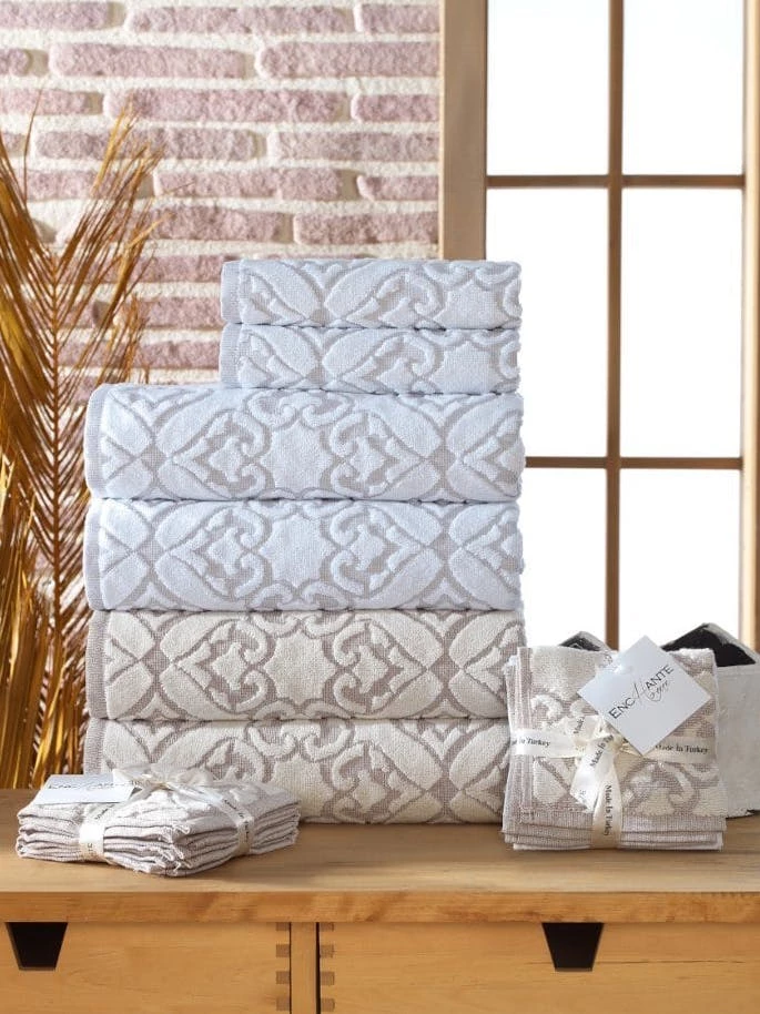 Enchante Home Gonzales Turkish Cotton 8 Pcs Wash Towels 4 Enchante Home Gonzales Turkish Cotton 8 Pcs Wash Towels - Image 2