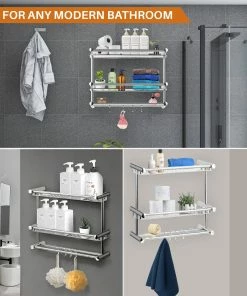 Cheer Collection Wall Mounted Shower Caddy And Towel Hooks 10 Cheer Collection Wall Mounted Shower Caddy And Towel Hooks -Enchante Home-shop M00810026177996 2549704065