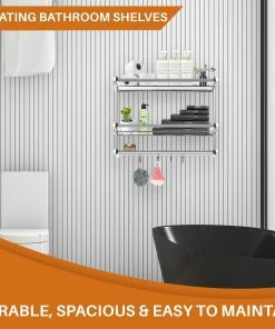 Cheer Collection Wall Mounted Shower Caddy And Towel Hooks 11 Cheer Collection Wall Mounted Shower Caddy And Towel Hooks -Enchante Home-shop M00810026177996 3448430097