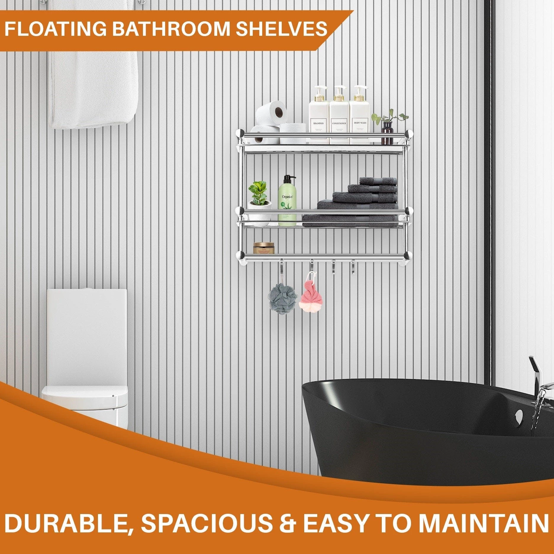 Cheer Collection Wall Mounted Shower Caddy And Towel Hooks 7 Cheer Collection Wall Mounted Shower Caddy And Towel Hooks - Image 5