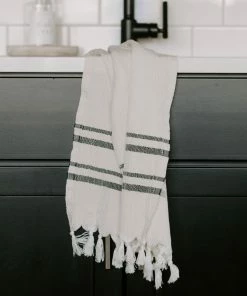 Sweet Water Decor Haley Turkish Cotton + Bamboo Hand Towel - Two Stripe -Enchante Home-shop M00811119036435 1900692040