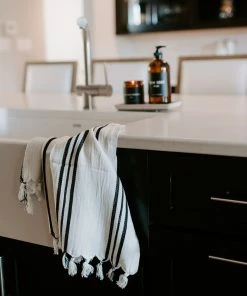 Sweet Water Decor Jordan Turkish Cotton + Bamboo Hand Towel - Three Stripe -Enchante Home-shop M00811119036442 2613193175