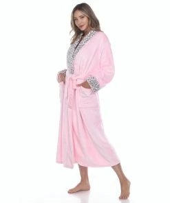 White Mark Plus Size Leopard Print Cozy Lounge Robe -Enchante Home-shop M00840060470043 3316245273