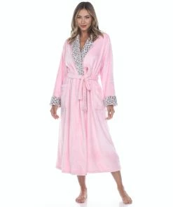 White Mark Plus Size Leopard Print Cozy Lounge Robe