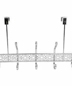 Home Basics 5 Dual Hook Chrome Plated Steel Over The Door Hanging Rack -Enchante Home-shop M00886466008312 3932829163