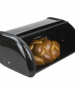 Home Basics Roll Up Lid Steel Bread Box - Black