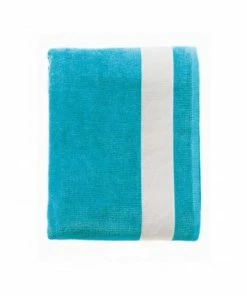 SOLS Lagoon Cotton Beach Towel (Turquoise/White) (One Size)