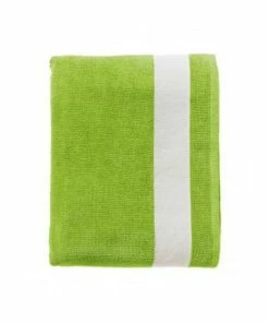 SOLS Lagoon Cotton Beach Towel (Lime Green/White) (One Size)