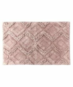 The Linen Yard Diamond Tufted Bath Mat - Blush