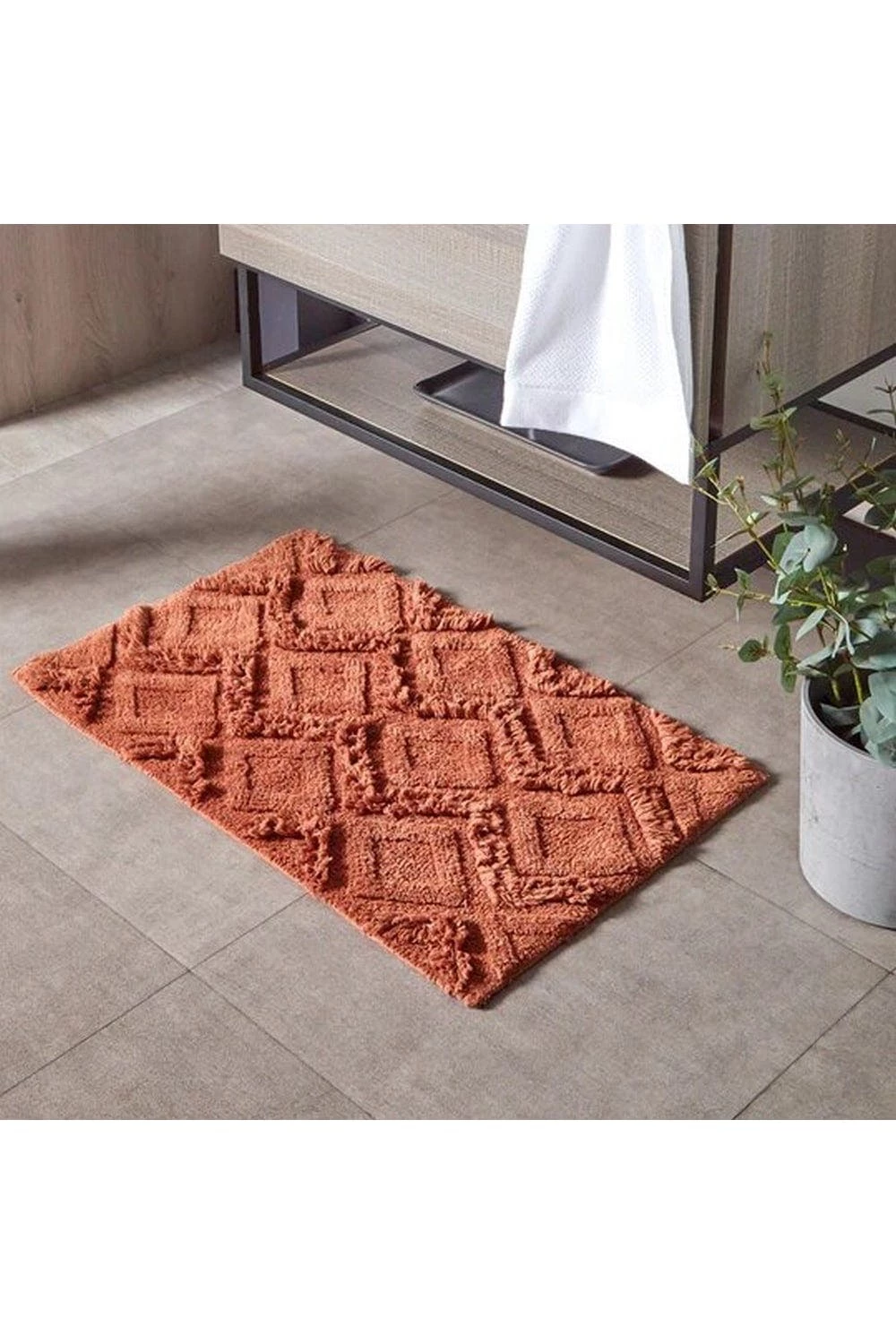 The Linen Yard Diamond Tufted Bath Mat - Pecan 4 The Linen Yard Diamond Tufted Bath Mat - Pecan - Image 2
