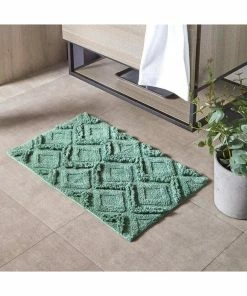 The Linen Yard Diamond Tufted Bath Mat - Green -Enchante Home-shop M05063107198679 2487419322