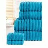 Rapport Ribbed Towel Bale Set In Teal - Pack Of 6 -Enchante Home-shop M05063107549341 449761775