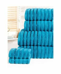Rapport Ribbed Towel Bale Set In Teal - Pack Of 6