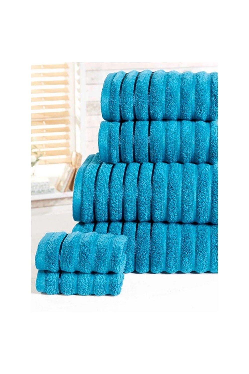 Rapport Ribbed Towel Bale Set In Teal - Pack Of 6 3 Rapport Ribbed Towel Bale Set In Teal - Pack Of 6