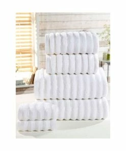 Rapport Ribbed Towel Bale Set In White - Pack Of 6