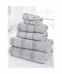 Rapport Ribbed Towel Bale Set (Pack Of 6) - Silver