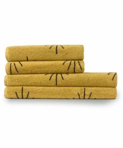Furn Abstract Towel Set (Pack Of 4) - Ochre