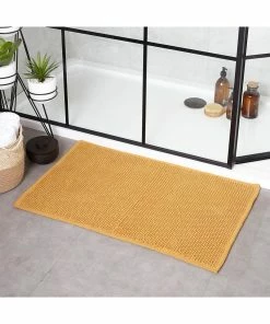 The Linen Yard Oft Rectangular Bath Mat - Ochre Yellow -Enchante Home-shop M05063238115330 3173034401